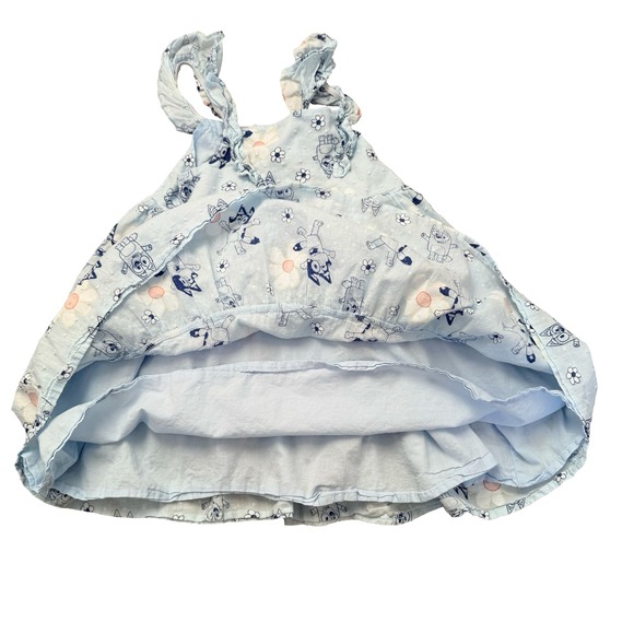 Bluey Dress Light Blue Floral Swiss Dot Ruffle Tiered Girls 4T - Picture 4 of 6